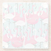 フラミンゴのピンクおよび白い群集 ガラスコースター (裏面)