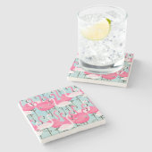 フラミンゴのピンクおよび白い群集 ストーンコースター (横)