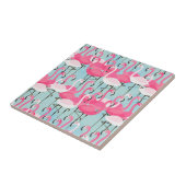 フラミンゴのピンクおよび白い群集 タイル (側面)
