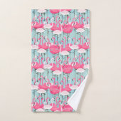 フラミンゴのピンクおよび白い群集 バスタオルセット (ハンドタオル)