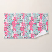 フラミンゴのピンクおよび白い群集 バスタオルセット (ハンドタオル)