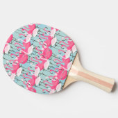 フラミンゴのピンクおよび白い群集 卓球ラケット (横)