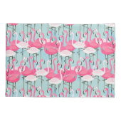 フラミンゴのピンクおよび白い群集 枕カバー (裏面-左)