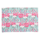 フラミンゴのピンクおよび白い群集 枕カバー (正面右)