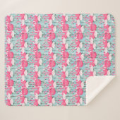 フラミンゴのピンクと白の群れ シェルパブランケット (正面(横))