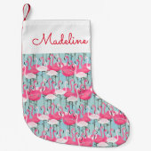 フラミンゴのピンクと白の群れ|名前の追加 スモールクリスマスストッキング (正面)