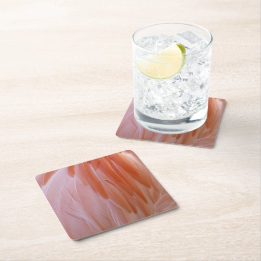 フラミンゴのピンク色の羽 スクエアペーパーコースター (インサイチュ)