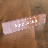 フラミンゴのピンク色の羽 デスクネームプレート (側面)