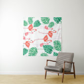 フラミンゴのファミリーが描かれたシームレスな水彩パターン タペストリー (インサイチュ(横))