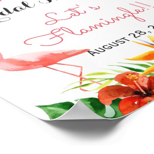 フラミンゴのブライズシャワーサイン Let's Flamingle ポスター (角)