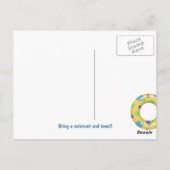 フラミンゴのプールフロート誕生日パーティー ポストカード (裏面)