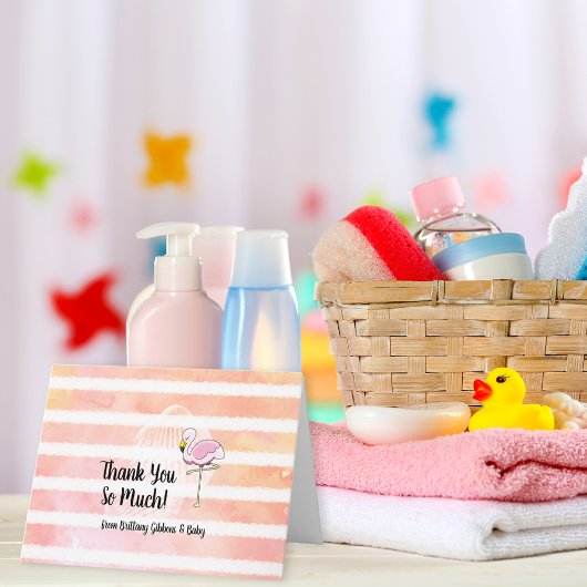 フラミンゴのベビーシャワーありがとう サンキューカード