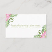 フラミンゴのベビーシャワーのおむつのラッフルのチケット プレイスカード (裏面)