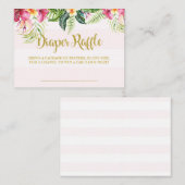 フラミンゴのベビーシャワーのおむつのラッフルの挿入物カード エンクロージャーカード (正面/裏面)