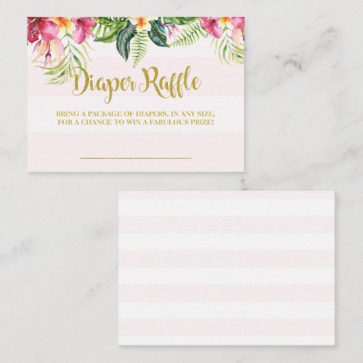 フラミンゴのベビーシャワーのおむつのラッフルの挿入物カード エンクロージャーカード (正面/裏面)