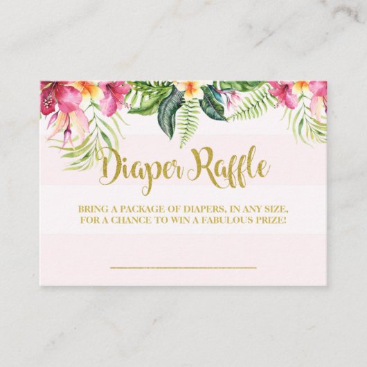 フラミンゴのベビーシャワーのおむつのラッフルの挿入物カード エンクロージャーカード (正面)