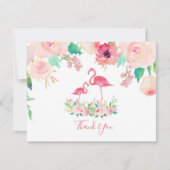 フラミンゴのベビーシャワーは感謝していしています 招待状 (正面)