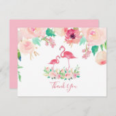 フラミンゴのベビーシャワーは感謝していしています 招待状 (正面/裏面)