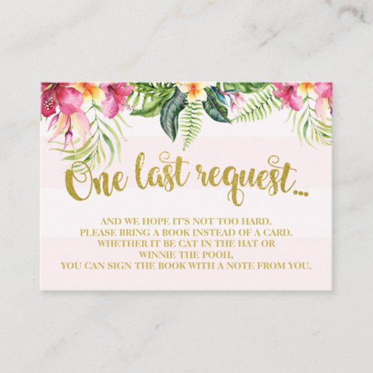 フラミンゴのベビーシャワーは本の挿入物カードを持って来ます エンクロージャーカード (正面)