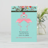 フラミンゴのペア　ご招待 招待状 (スタンド正面)