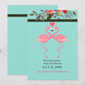 フラミンゴのペア　ご招待 招待状 (正面/裏面)