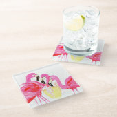 フラミンゴのホワイトワインコースター ガラスコースター (アングル)