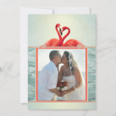 フラミンゴのポストカードまたは結婚式後の写真招待状 招待状 (裏面)