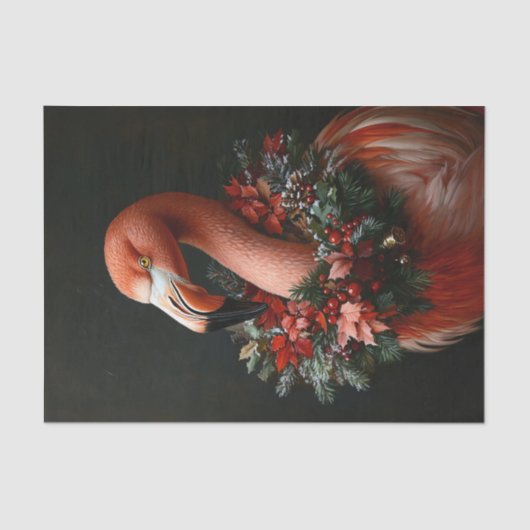 フラミンゴのポートレートのクリスマス 薄葉紙 (正面)