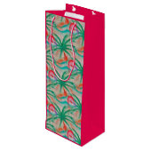 フラミンゴのヤシの木のバーラップの一見 ワインギフトバッグ (裏面アングル)