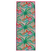 フラミンゴのヤシの木のバーラップの一見 ワインギフトバッグ (裏面)