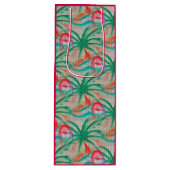 フラミンゴのヤシの木のバーラップの一見 ワインギフトバッグ (正面)