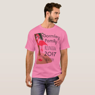 フラミンゴのヤシの木の熱帯家族会のワイシャツ Tシャツ