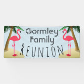 フラミンゴのヤシの木の熱帯家族会の旗 横断幕 (横)