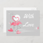 フラミンゴのラブサイドラブポストカードランドスケープ ポストカード (正面/裏面)