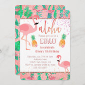 フラミンゴのルアウパーティー 招待状 (正面/裏面)