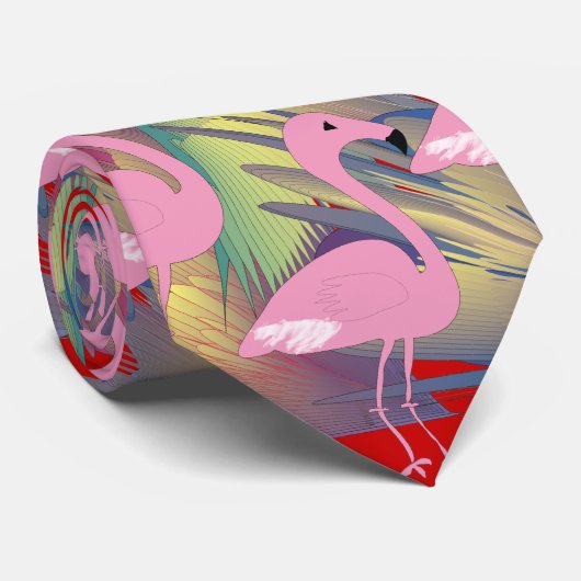 フラミンゴの人のタイ、描かれる芸術家ユニークなグラフィック ネクタイ (ロール)