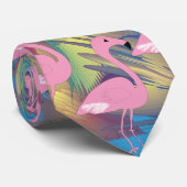 フラミンゴの人のタイ、描かれる芸術家ユニークなグラフィック ネクタイ (ロール)