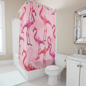 フラミンゴの優雅さ:ピンクの鳥のパターン。 シャワーカーテン (インサイチュ)