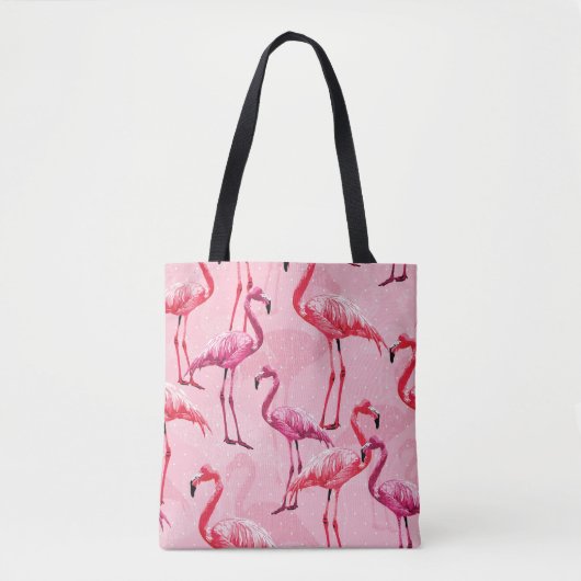 フラミンゴの優雅さ:ピンクの鳥のパターン。 トートバッグ (正面)