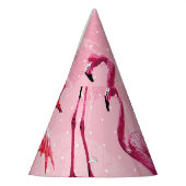 フラミンゴの優雅さ：ピンクの鳥のパターン。 パーティーハット (左)