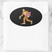 フラミンゴの動物の衣装ギフト付き女性のビッグフット 楕円形シール (バッグ)