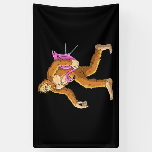 フラミンゴの動物の衣装ギフト付き女性のビッグフット 横断幕 (縦)