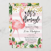 フラミンゴの卒業パーティーの招待カードFlamingle 招待状 (正面/裏面)