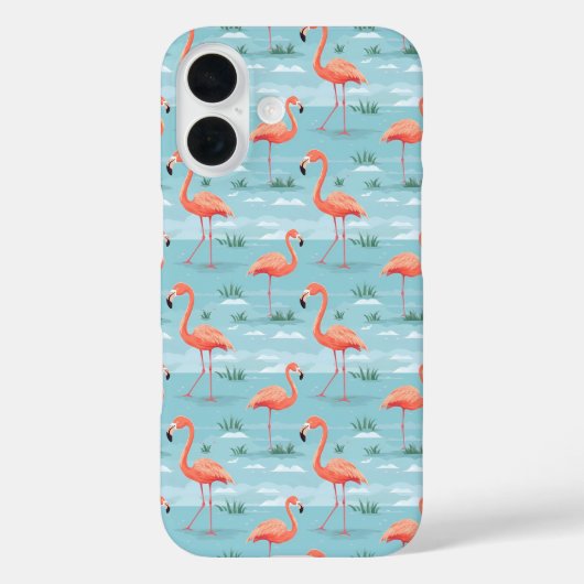 フラミンゴの夏のパターン Case-Mate iPhoneケース (裏面)