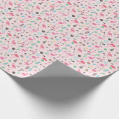 フラミンゴの夏：鮮やか鳥のパターン ラッピングペーパー (角)