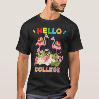 フラミンゴの大学へようこそ!学校が始まるよ キッズ Tシャツ