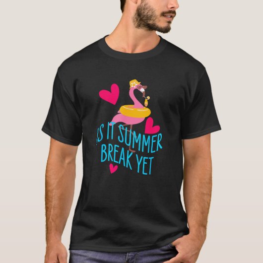 フラミンゴの学校先生はまだ夏休みだ Tシャツ (正面)