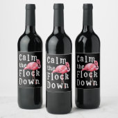 フラミンゴの少女の群れを落ち着ける |フラミおもしろいンゴ ワインラベル (ボトル)