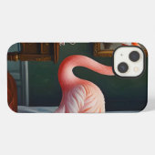フラミンゴの居心地の良いコーナー iPhoneケース (裏面横)