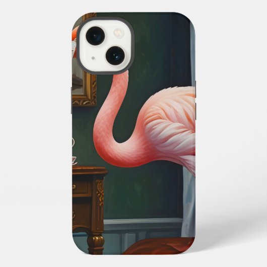 フラミンゴの居心地の良いコーナー iPhoneケース (裏面)